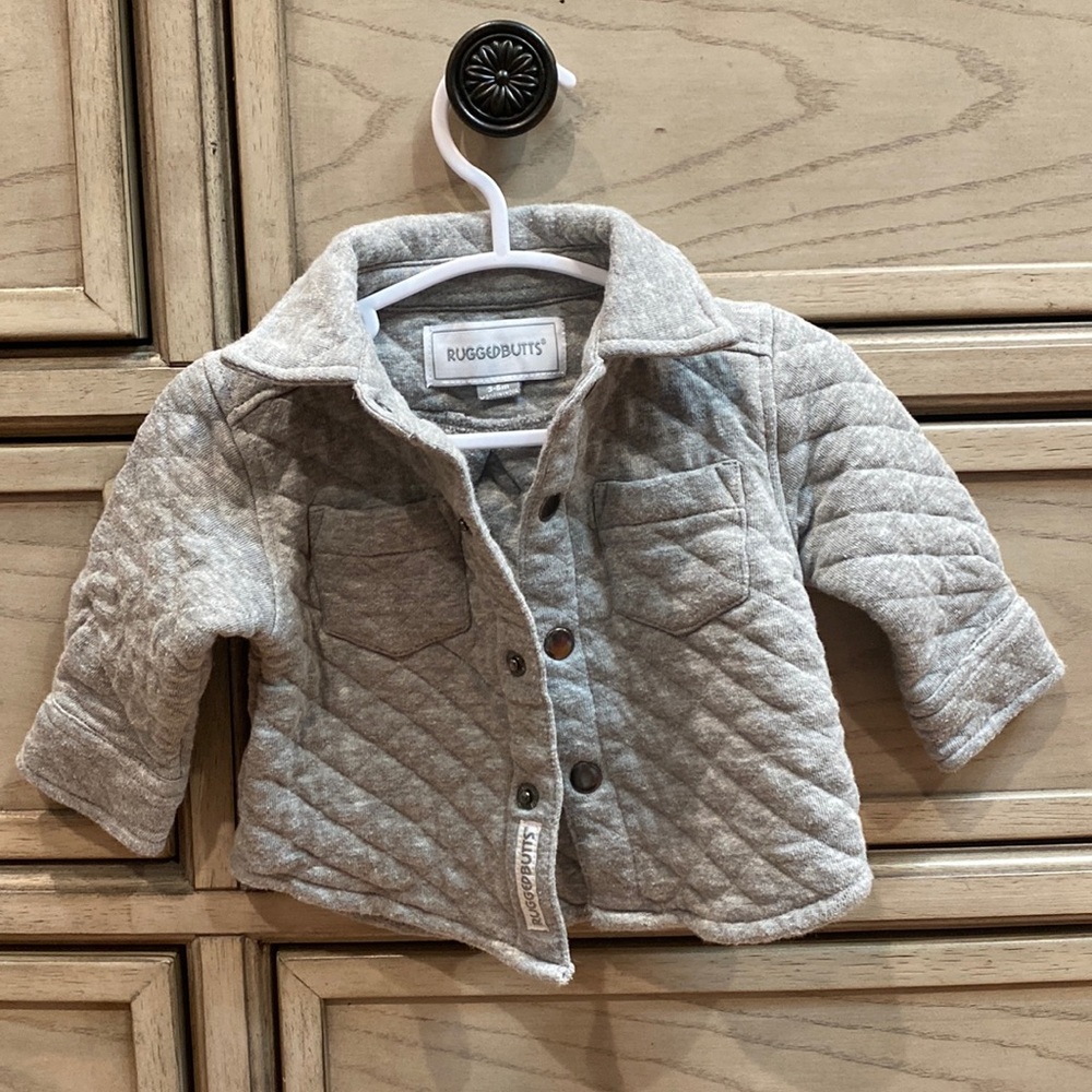 Ruffle Butts quilted jacket, gray. Like new. Worn once.